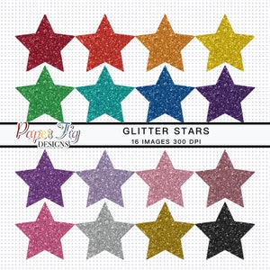 Glitter Stars Clipart - 16 images 300 dpi