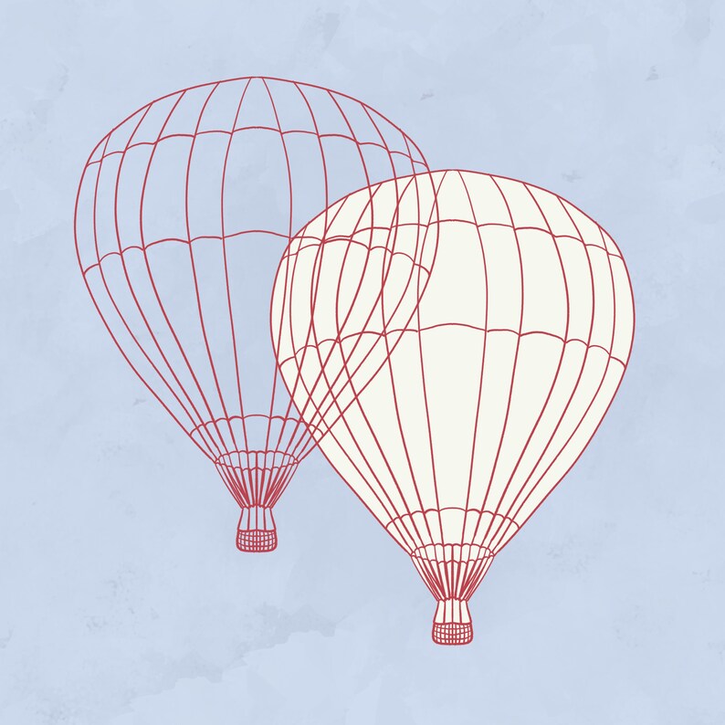 31 images 300 dpi Hot Air Balloon Digital Stamps