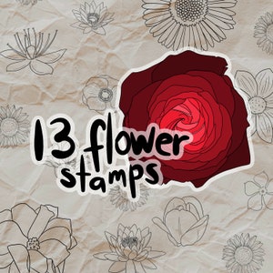 Flower Procreate Brushes - 13 stamps