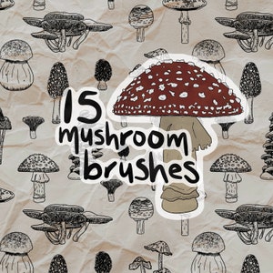 Mushroom Procreate Brushes - 12 stamps 3 textures