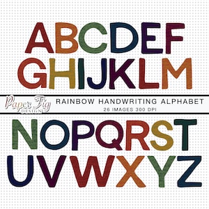 Rainbow Handwriting Alphabet Clip Art - 26 images 300 dpi