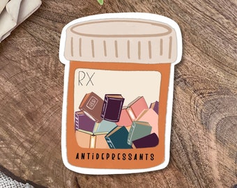 Antidepressant Book Sticker, Bookish Sticker, Booktok Merch, Bookish Merch, Reading Sticker, Literature Sticker, Mental Health, Book Lover