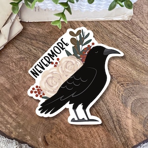 Nevermore Sticker, Edgar Allan Poe Sticker, Goth Sticker, Author Gift, Writer Gifts, Writer Sticker, The Raven Poe, Poetry Stickers, Bookish