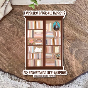 Jane Austen Sticker, Jane Austen Gifts, Reading Stickers, Mr Darcy, Literature Sticker, Pride and Prejudice Sticker, Bookshelf Sticker, Book