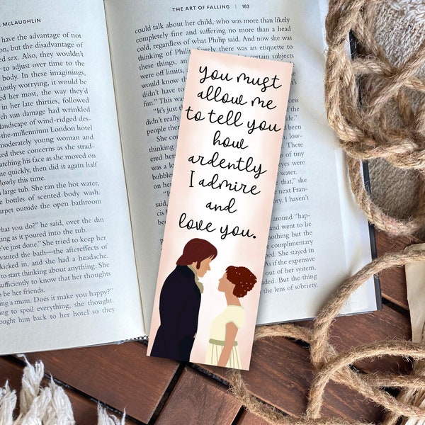 Pride and Prejudice Bookmark, Mr Darcy and Lizzy Bookmark, Jane Austen Gifts, Jane Austen, Jane Austen Bookmark, Most Ardently Bookmark