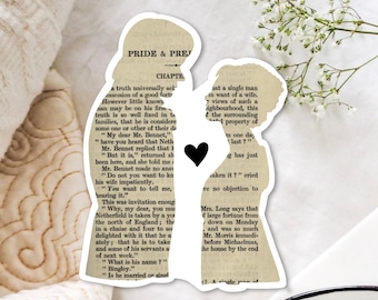 WHOLESALE SET OF 8 Pride and Prejudice Stickers, Lizzy and Mr Darcy Vinyl Sticker, Jane Austen Gifts, Mr Darcy, Jane Austen Sticker