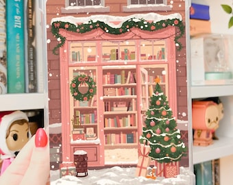 Pink Christmas Bookshop, Bookish Christmas, Printable Kindle Insert for Clear Case, Kindle Insert, Kindle Paperwhite Insert, iPad Mini 6/7