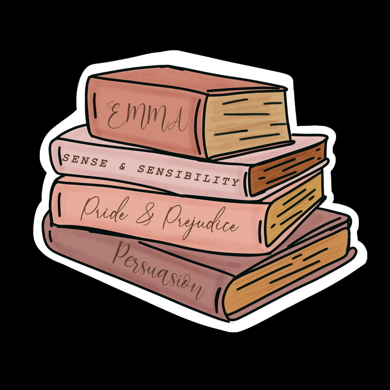 Jane Austen Book Stack Sticker Vintage Book Sticker Etsy