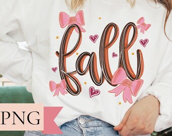 Lazos coquetos de otoño PNG, diseños de otoño de moda, diseños DTF de otoño de moda, diseños de sublimación, DTF de otoño, camiseta femenina de otoño
