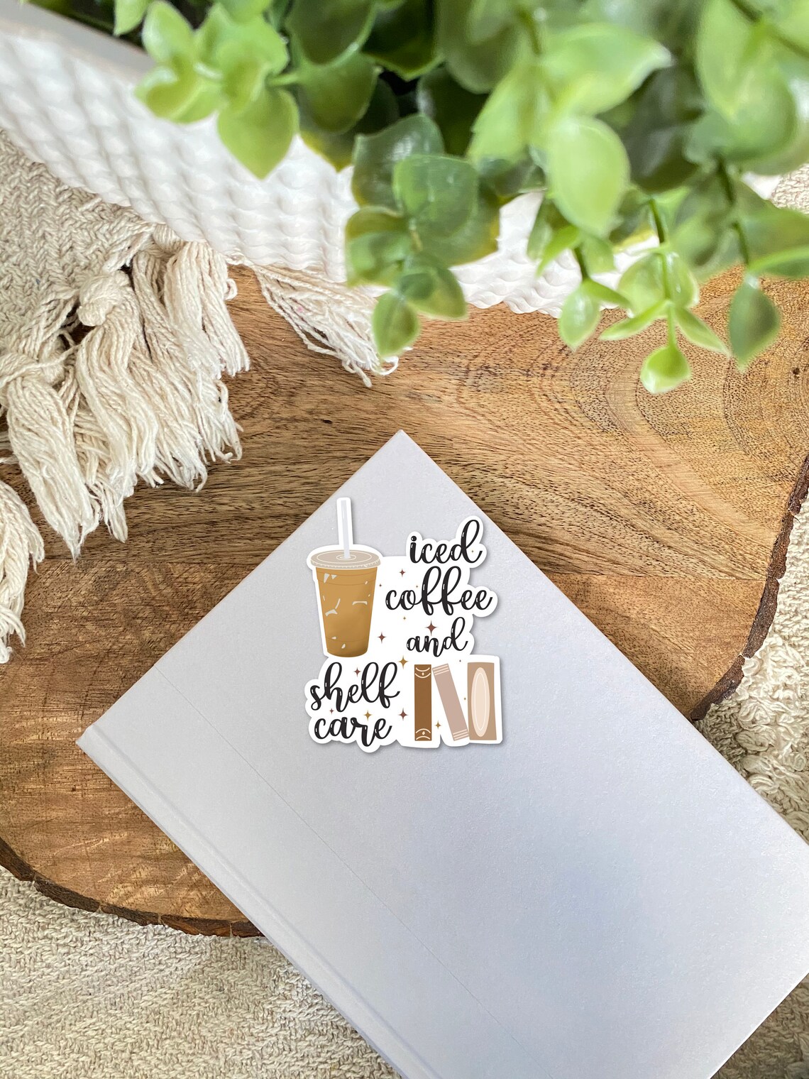 Iced Coffee and Shelf Care Sticker Bookish Sticker Book Etsy