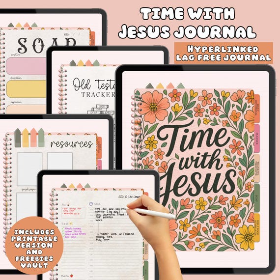 Time With Jesus, Digital Bible Journal, Digital Bible Journaling, SOAP Template, Bible Study Template, Digital Prayer Journal, Bible Tracker