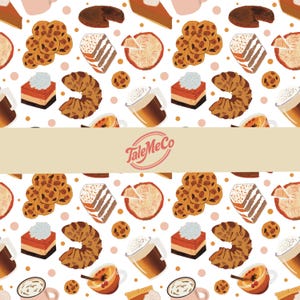 Fall Dessert Seamless Pattern for Digital Papers Vinyl Fabric Surface Design Patterns for Print on Demand and Fabrics, Cute Autumn Designs