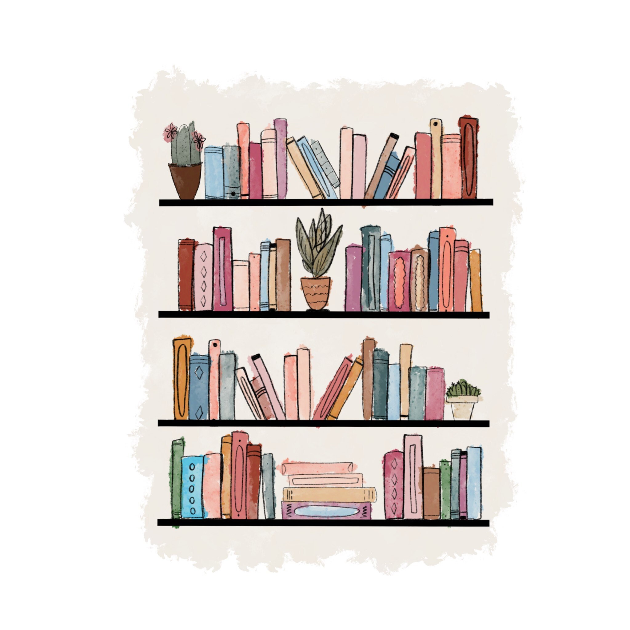 Bookshelf Sticker Bookish Stickers Book Stickers Plant Etsy