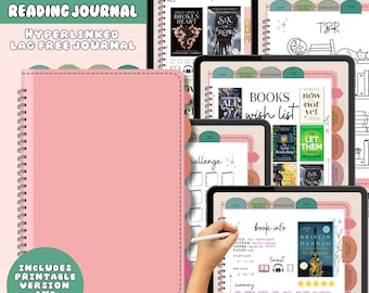Digital Reading Journal for Book Lovers, Book Journal, Goodnotes Reading Journal, Reading Log, Reading Challenges, Book Review Template