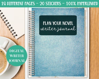 Novel Writing Journal for Writers, Nanowrimo, Digital Journal for Authors, Daily Journal, Planners for Writers, Word Count Tracker Journal