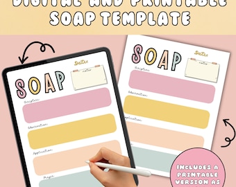 SOAP Template, Bible Study Template, Bible Study Guide, SOAP Insert, Digital Bible Planning, Digital SOAP Guide, Bible Verse Mapping