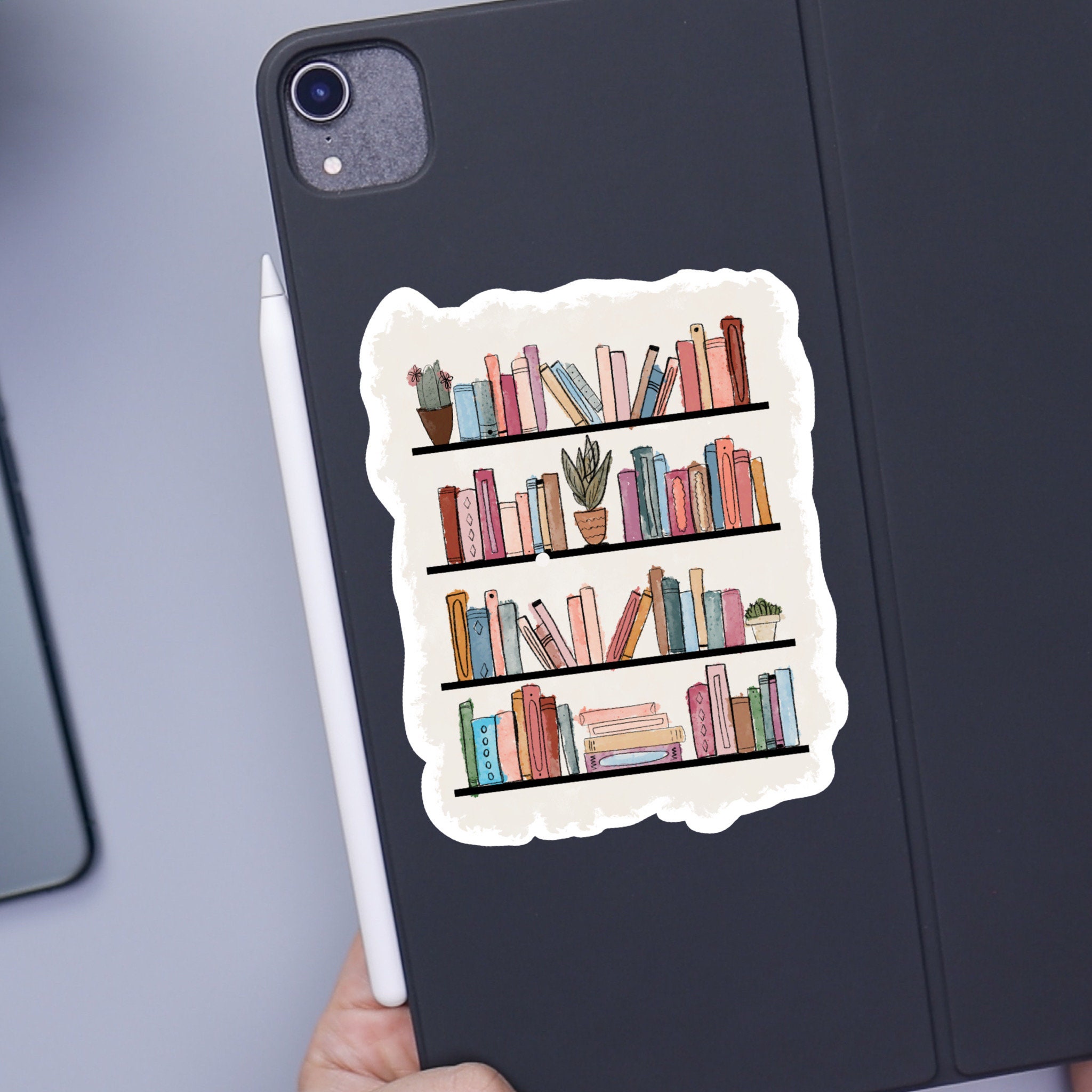 Bookshelf Sticker Bookish Stickers Book Stickers Plant Etsy