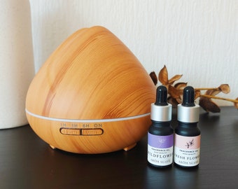 Diffusore di aromi a ultrasuoni Willow - Collezione Deluxe - Umidificatore e diffusore minimalista in legno chiaro per oli essenziali e oli profumati