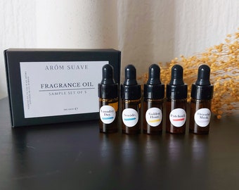 Fragrance Oil Sample Set - Set of 5 - Scent Oil for Diffuser - Aroma Diffuser Starter Set - Gift under 20