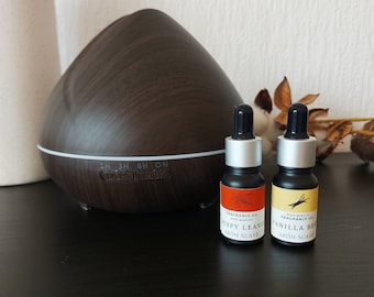 Diffusore di aromi a ultrasuoni Forrest - Collezione Deluxe - Umidificatore e diffusore minimalista in legno scuro per oli essenziali e oli profumati