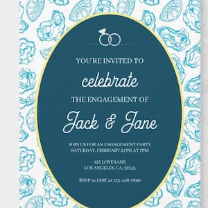 Oyster Engagement Party Invitations & Envelope