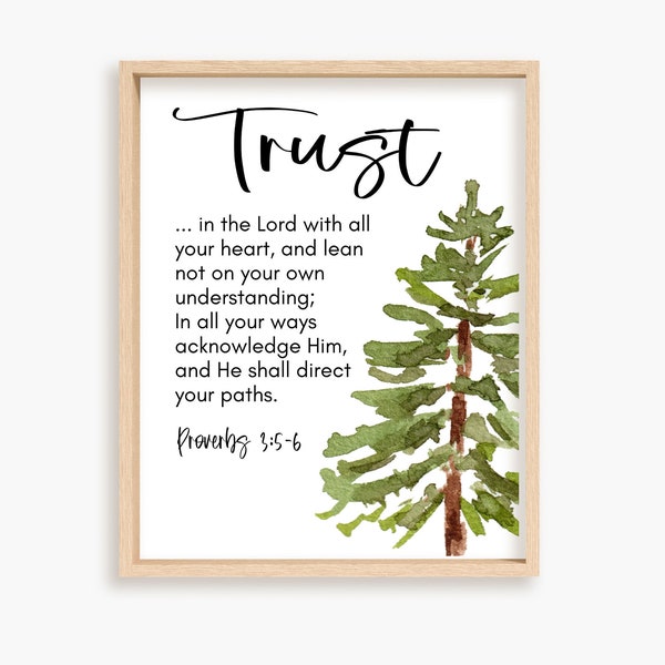 Trust In the Lord With All Thine Heart, Wall Art, Christian Poster, Proverbs 3 5 6, Proverbs Wisdom, LDS Wall Art, Printable Christian Art