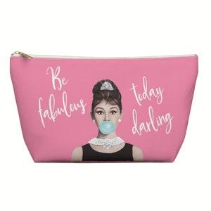 Cute Audrey Hepburn Toiletry Bag for Women, Unique Pink Personalized Custom Makeup Bag, Great Audrey Hepburn Gift, Christmas Gift Ideas