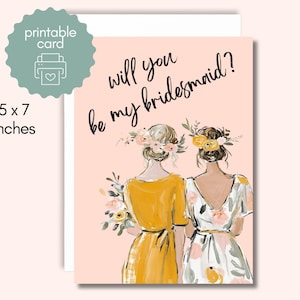 Printable Will You Be My Bridesmaid Card, Maid of Honor Proposal Etsy Bridesmaid Proposal Card, Bridesmaid Gifts, Digital Download Card