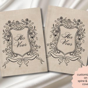 Wedding Vow Book for His and Her, Custom Wedding Vow Journal, Personalized Wedding Memory Keepsake Engagement Gift for Couple WJ234