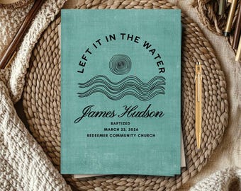 Personalized Adult Baptism Gift Journal for Him, Custom Left It in the Water, Christian Gift, Teen Baptism Gift Keepsake