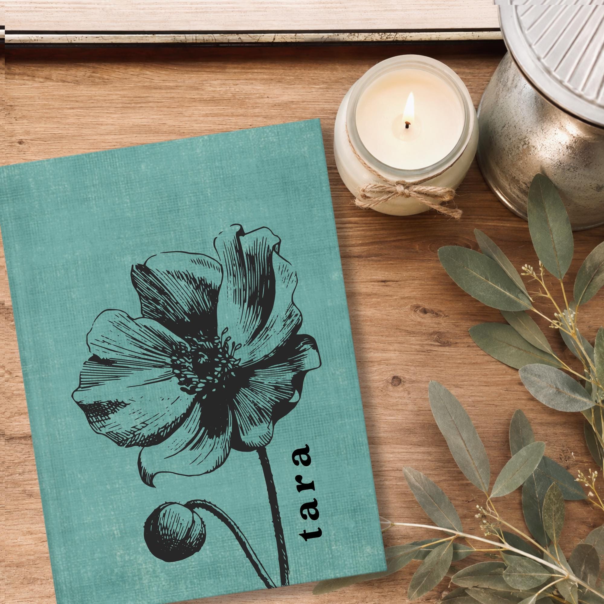 Secret Santa Gift for Teen Girl, Personalized Journal, Custom Name Floral Diary Christmas Gift