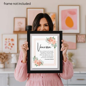 Personalized Proverbs 31 Art Print or Canvas Art, Virtuous Christian Woman Bible Verse Print