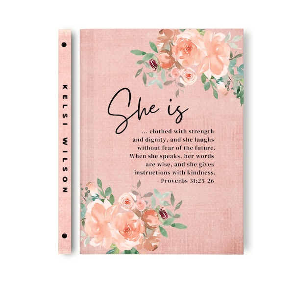 Proverbs 31 Prayer Journal, Bible Study Journal Personalized Notebook for Christian Women, Custom Floral Bible Bulk Birthday Gift Ideas