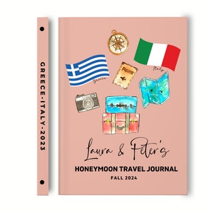 Customized Travel Journal Honeymoon, Personalized Travelers Notebook Planner, Passport Holder Journal, Our Adventure Book G203