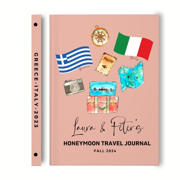 Customized Travel Journal for Honeymoon, Personalized Travel Notebook Planner, Passport Holder Journal, Our Adventure Book