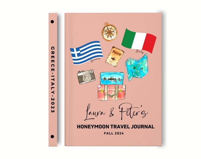 Op maat gemaakt reisdagboek voor huwelijksreis, gepersonaliseerde reisnotitieboekjeplanner, paspoorthouderdagboek, ons avonturenboek