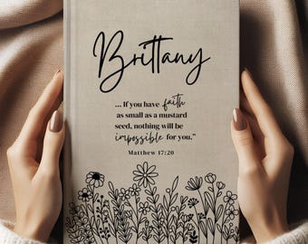 Personalized Journal for Christian Women, Mustard Seed Gift Matthew 17 20