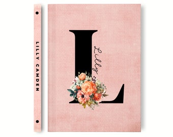 Personalized Floral Monogram Journal, Custom Teen Girl Birthday Gift