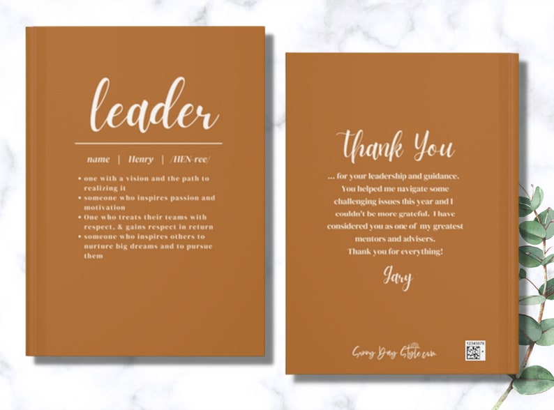 Great Leader Definition Custom Notebook, Thank You Mentor Journal, Boss ...