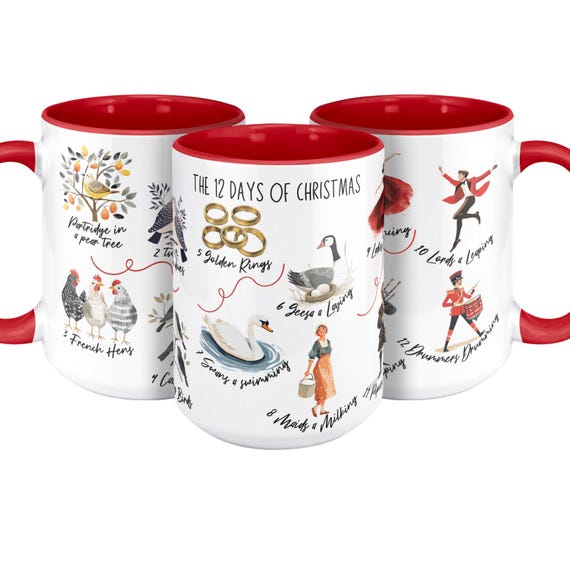12 Days of Christmas Coffee Mug, Unique Christmas Gift for Her, Holiday  Gift Ideas, Red 15 Oz Large Mug,