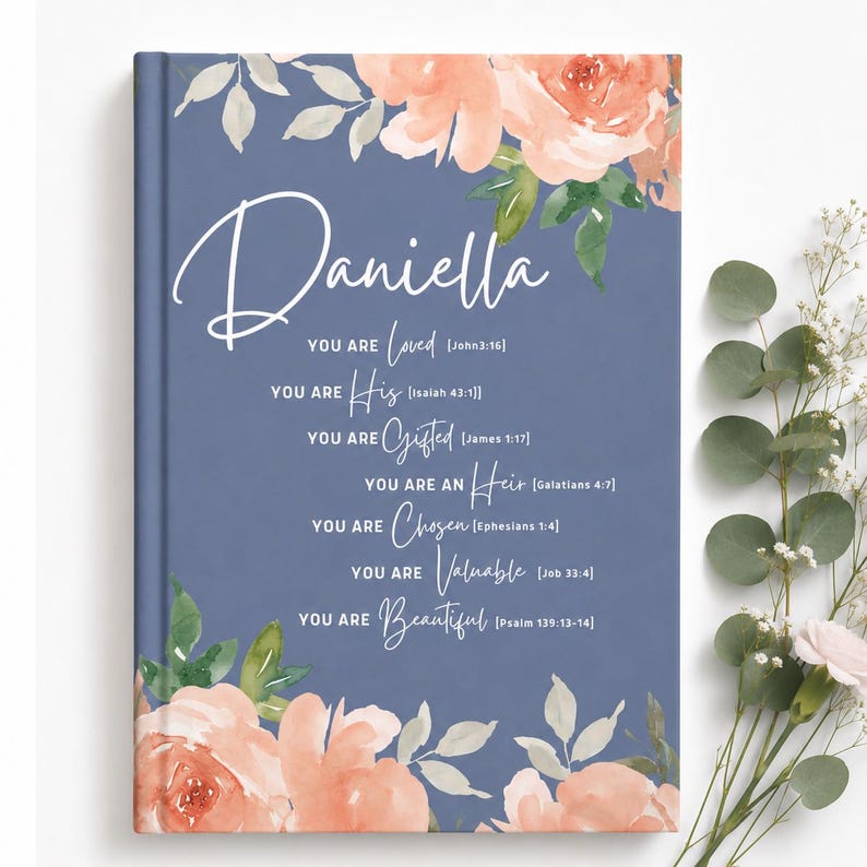 Personalized Journal Gift for Christian Woman Bible Verse Notebook image 1