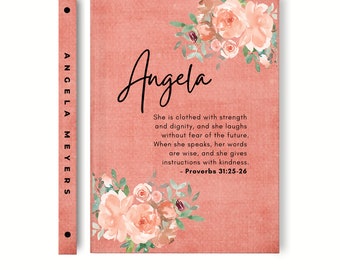 Proverbs 31 Prayer Journal, Bible Study Journal Personalized Notebook for Christian Women, Custom Floral Bible Scripture Journal For Her