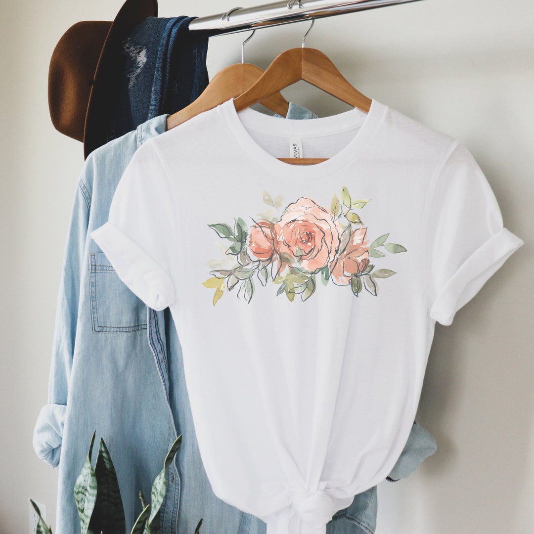 Floral Tee Shirts Womens
 Floral Tee Shirt Women Floral Shirt Women Floral Shirt for Etsy