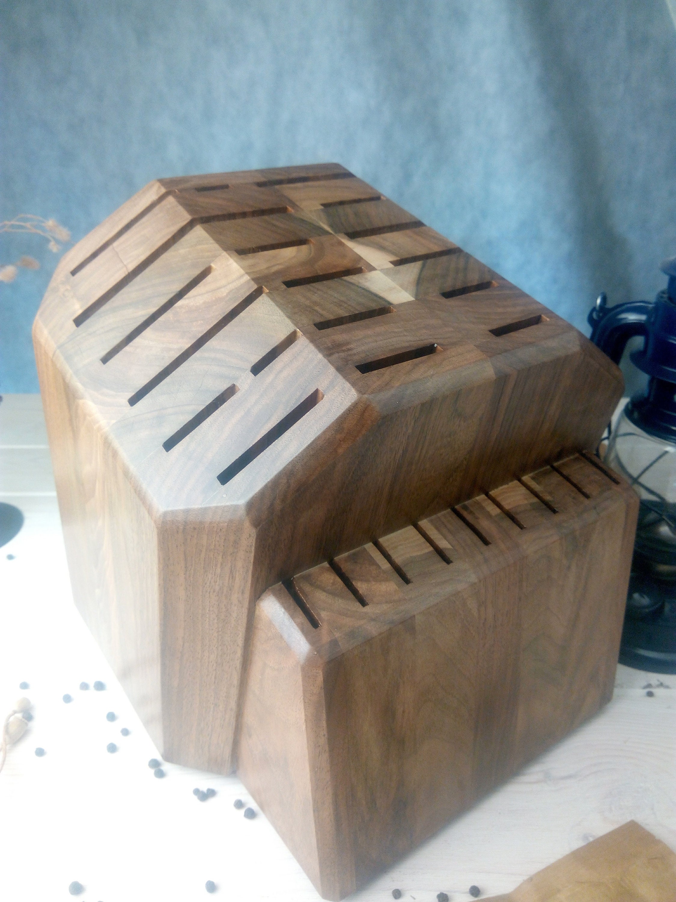 Knife block handmade beautiful knife holder housewarming Etsy