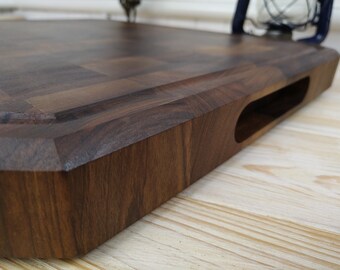 End Grain Cutting Board, large cutting board, butcher block cutting board, wood cutting board with feet, walnut, available in multiple sizes