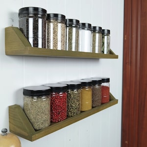 Spice Shelf, Wall Shelves, Large Spice Rack, Spice Organizer, Spice Rack Wall Mount, customized size & color Wooden Spice Shelf