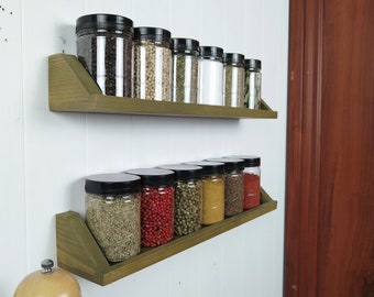 Spice Shelf, Wall Shelves, Large Spice Rack, Spice Organizer, Spice Rack Wall Mount, customized size & color Wooden Spice Shelf