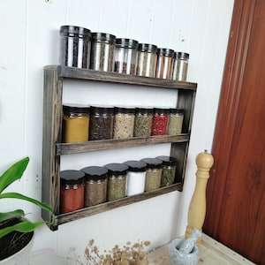 Estante de especias, estante de especias grande, estante de especias vintage, organizador de especias, montaje en pared de estante de especias, tamaño personalizado y color estante de especias de madera