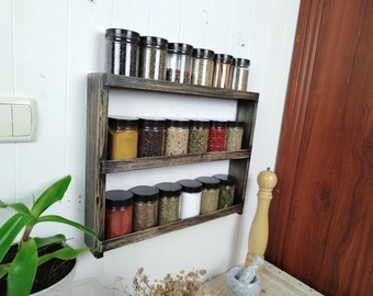 Spice Rack, Large Spice Rack, Vintage Spice Rack, Spice Organizer, Spice Rack Wall Mount, customized size & color Wooden Spice Shelf