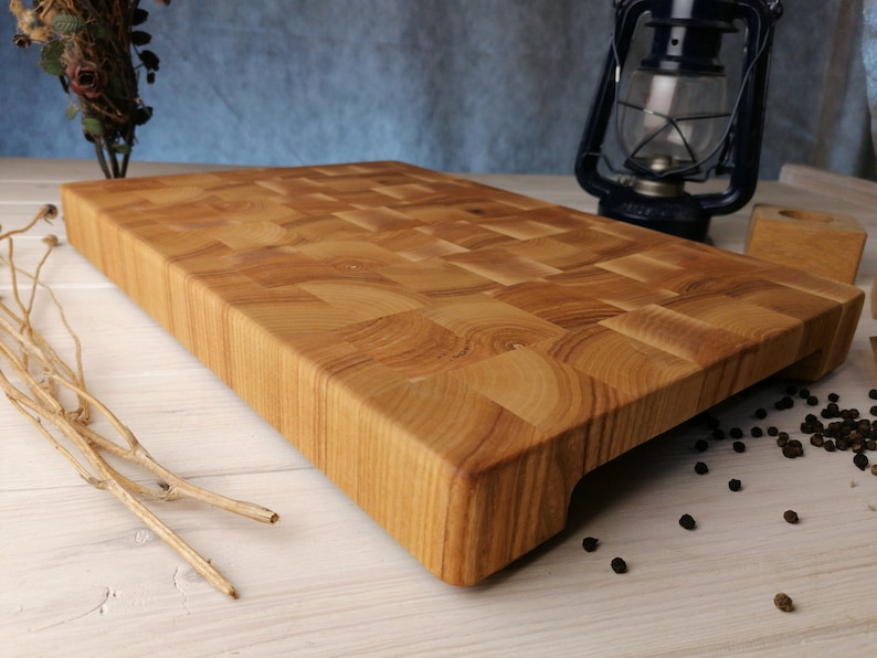 Wood Cutting Board Chopping Board With Rubberized Feet Etsy
